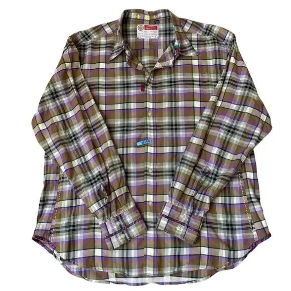 Robert Graham Freshly Laundered Shirt Men XXL Purple Plaid Embroidered Button Up - Picture 2 of 12